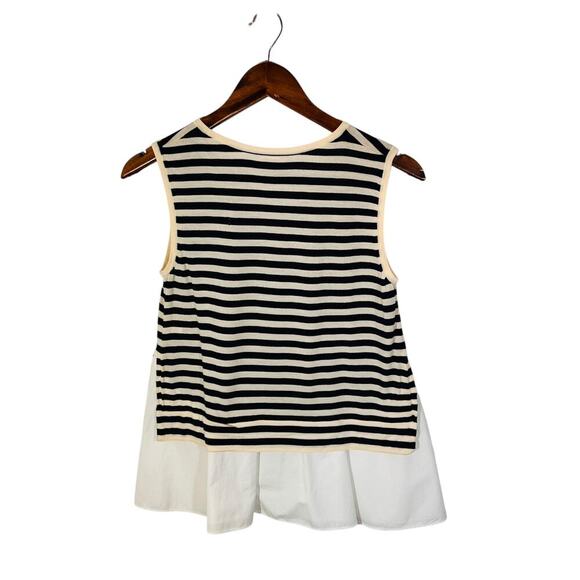 Akris Punto Stripe Peplum Tunic Top Navy White Sleeveless 4 - Picture 3 of 9